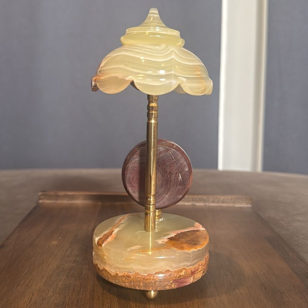 Carved Natural Stone Decorative Umbrella Clock Gift Desk or Mantle Decor NEW - Picture 4 of 9